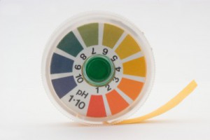 A colorful roll of pH test strips.